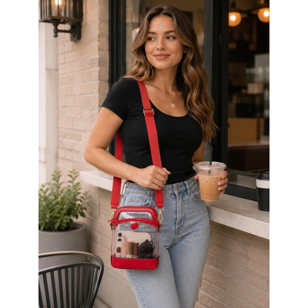 Clear RED Mini Crossbody Stadium Bag Concert, Game Day & Event Approved